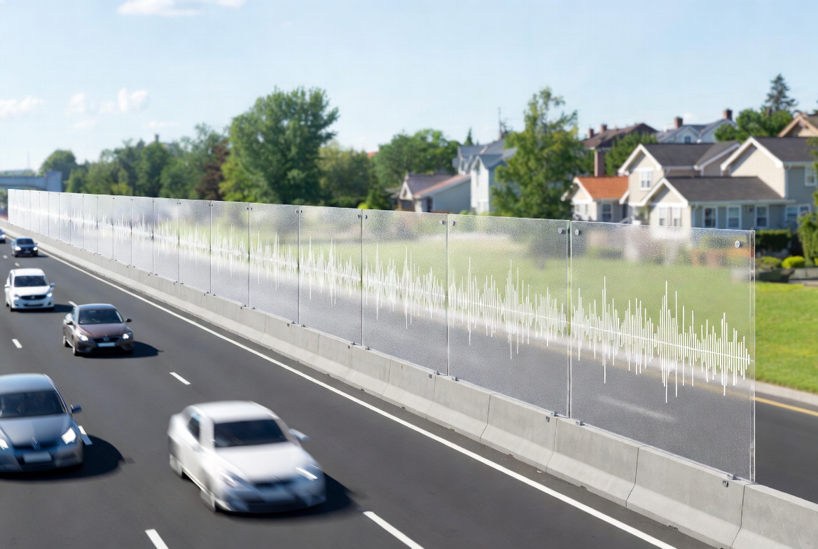Aplicaci&oacute;n de barrera ac&uacute;stica acr&iacute;lica transparente para carreteras