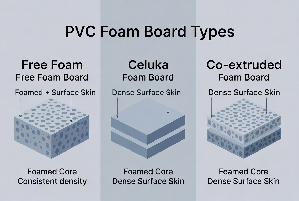 Estructura y tipos de tableros de espuma de PVC