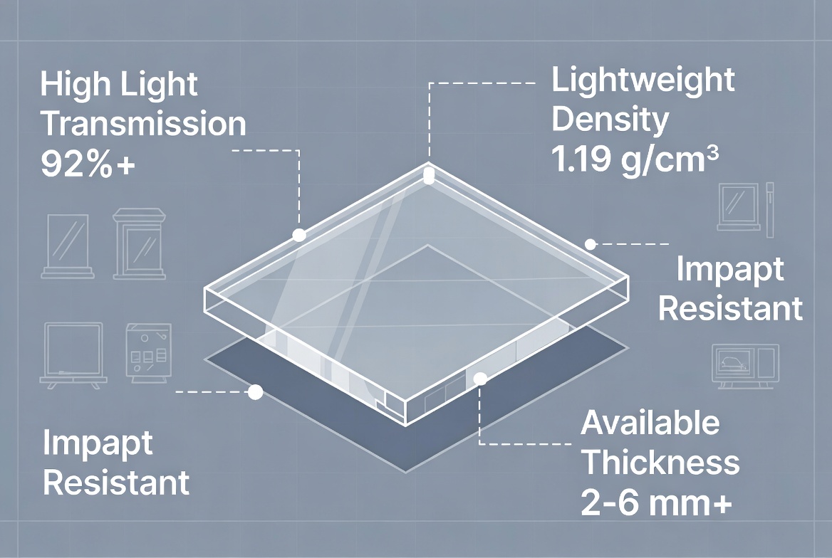 Descripci&oacute;n general de las propiedades t&eacute;cnicas de la l&aacute;mina acr&iacute;lica