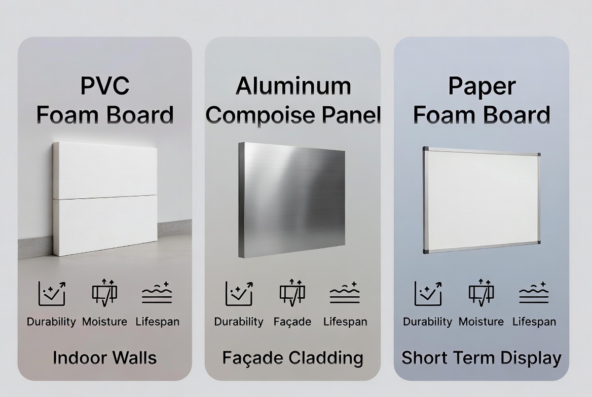 Comparaci&oacute;n de espuma de PVC ACP y espuma de papel