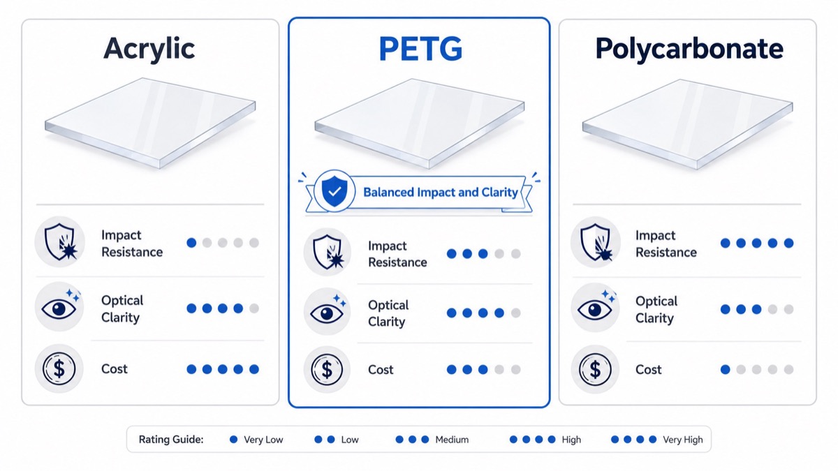 PETG versus acr&iacute;lico y policarbonato